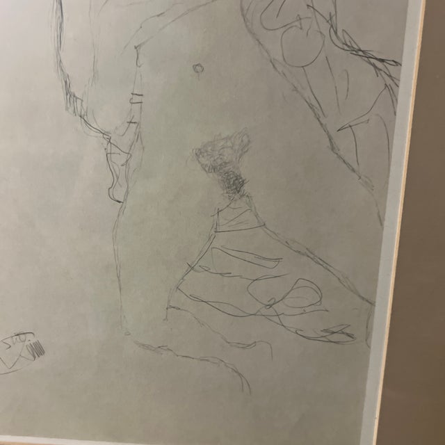 1960s 1960s Print on Collectors Paper of Gustav Klimt 1910 Pencil Drawing of Reclining Figures For Sale - Image 5 of 10