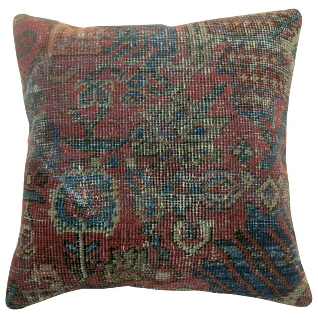 Pillow made from antique Persian Mahal rug with cotton back. Measures: 16'' x 16''.
