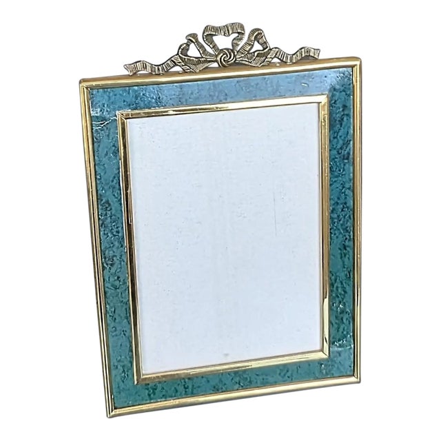 Vintage Frame Burnes of Boston Green Marbled Print and Golden Ormulu Trim For Sale