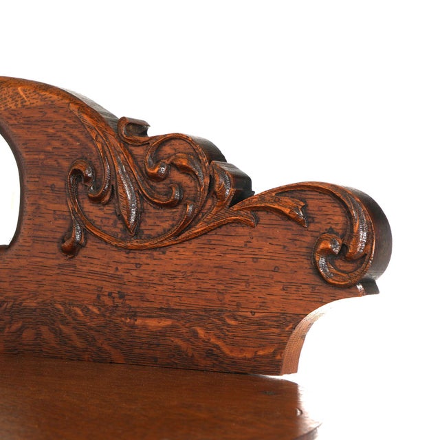 Arts & Crafts Early 20th Century Antique RJ Horner School Carved Oak & Curved Glass Mirrored China Cabinet C1910 For Sale - Image 3 of 12