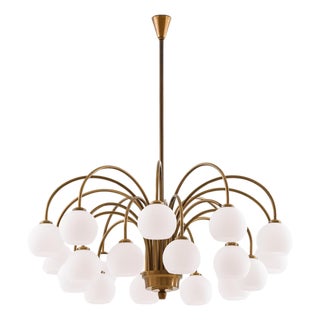 Ceiling Lamp in Brass and Glass from Fog & Mørup, 1940s For Sale