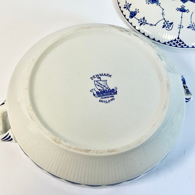 1950s Vintage English Boho Chic Gustavian Denmark Pattern Covered Dish, Casserole Style. For Sale - Image 16 of 16