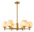 Handcrafted Brass 6-Light Chandelier With Natural Alabaster Globe Shades, Dining Room & Kitchen Island Lighting For Sale