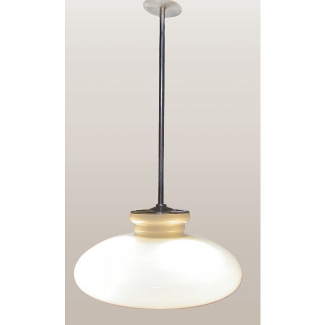 1950s Opaline Glass Pendant Lamp for Kitchen Counter Upcycled from Vintage Glass Shade, 1960 For Sale - Image 5 of 16