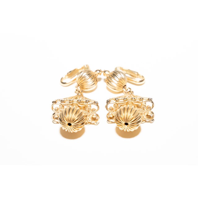 Gold Vintage 1950's Napier Gold Filled Clip on Dangle Earrings, Pair For Sale - Image 8 of 12