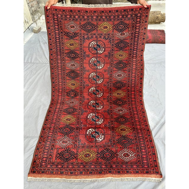 Textile Antique Red Bukhara Hand-Knotted Wool Runner - 6'3" X 3'9" For Sale - Image 7 of 15