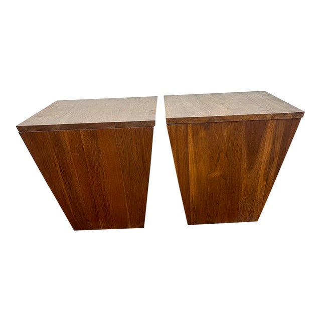 Pair of Vintage Mahogany Storage Side Tables For Sale