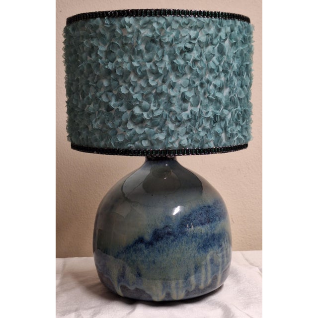 Vintage German Blue Marbled Ceramic Table Lamp by Cornelia Griess, 1970s, in Very Good conditions. Designed 1970 to 1979...