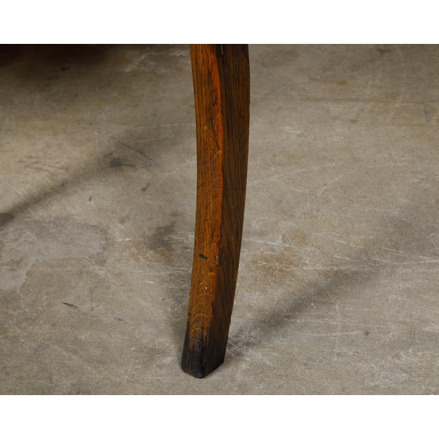 Wood 19th Century Pair of English Regency Mahogany Stools with Saber Legs and Custom Upholstery For Sale - Image 7 of 11