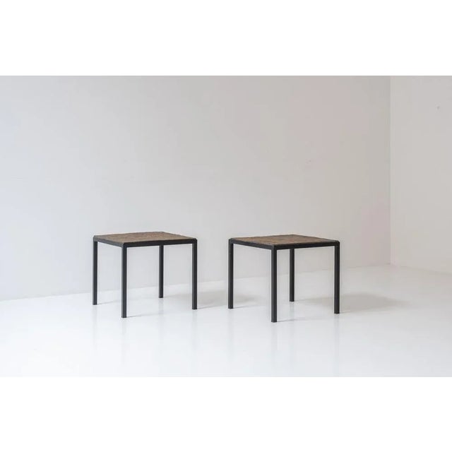 Identical Square Slate Stone Coffee Tables, 1950s, Set of 2 For Sale - Image 10 of 12
