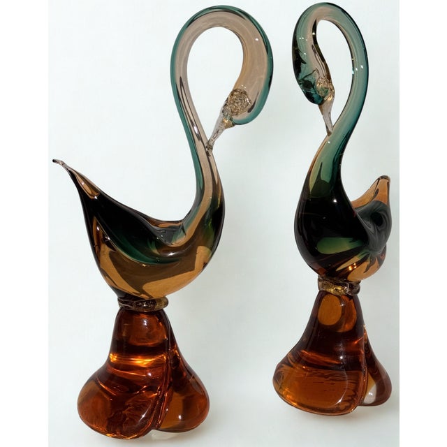 Mid 20th Century Made in Italy Murano Glass Swans - A Pair For Sale - Image 5 of 11