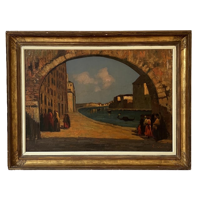 Pino Pessina da Castanedo, Visione Veneziana, Oil on Canvas, Framed For Sale