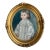 School of Paris, French Oil on Canvas Painting of Young Child Portrait Dressed in Lace Finery, Original Period Oval Gilt Gold Leaf Frame. For Sale
