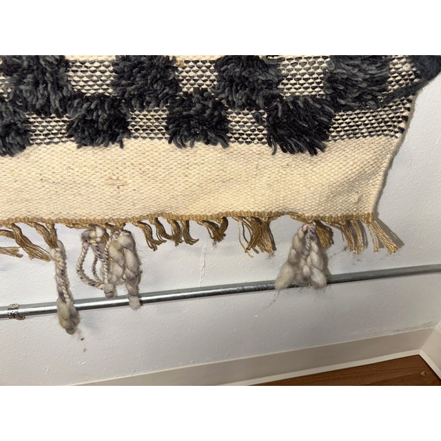 Black 1970’s Vintage Wool Weaving For Sale - Image 8 of 17