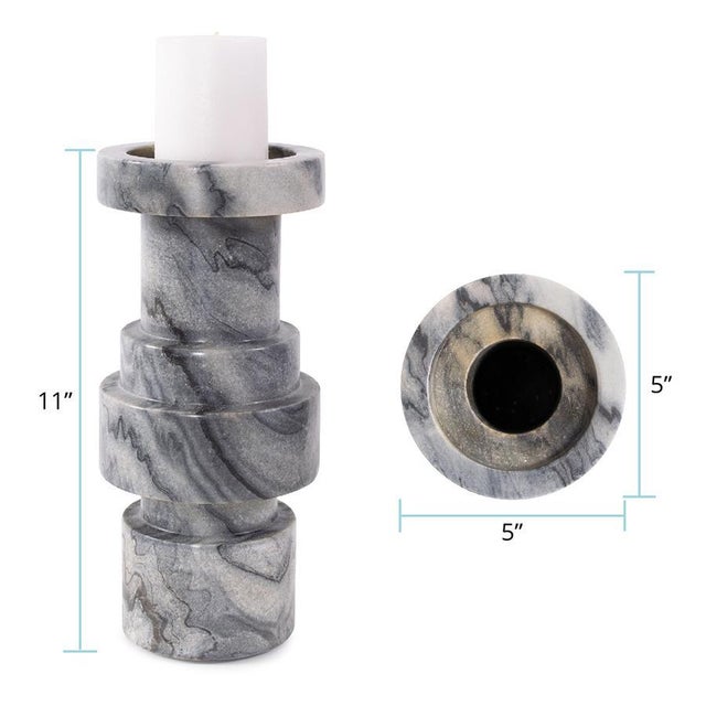 Modern Clarinda Marble Candle Holder- Short For Sale - Image 9 of 9