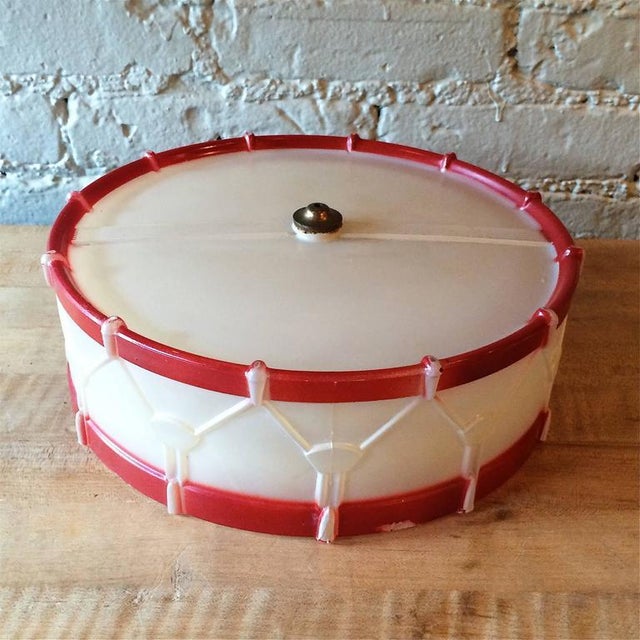 Art Deco 1930s Whimsical Art Deco Painted Glass Drum Flush Mount Ceiling Shade For Sale - Image 3 of 8