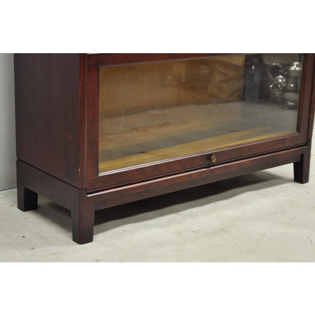 Antique Mahogany 4 Section Barrister Bookcase Glass Door Stacking Lawyer Cabinet For Sale - Image 15 of 16