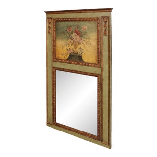 Traditional Distress Painted Large Trumeau Mirror For Sale