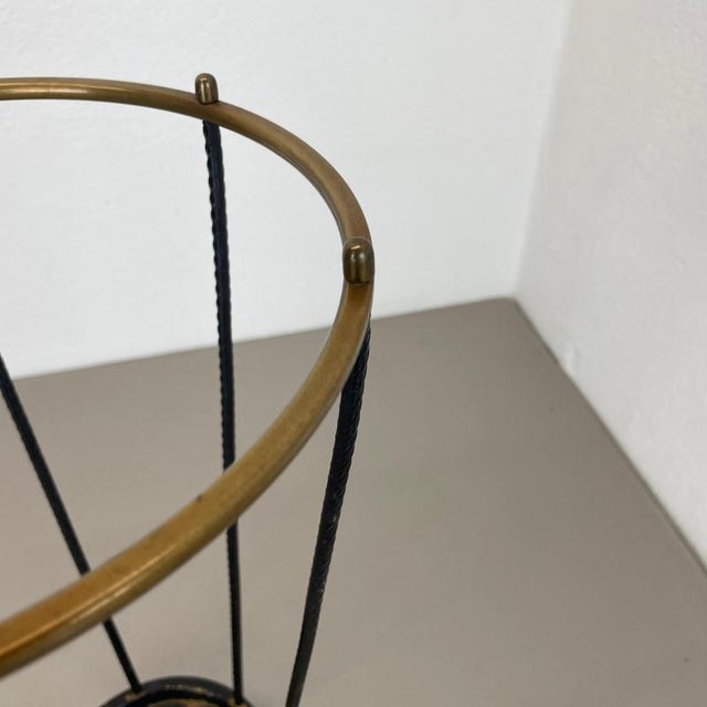 Mid-Century Bauhaus Style Brass and Metal Umbrella Stand, France, 1950s For Sale - Image 10 of 17