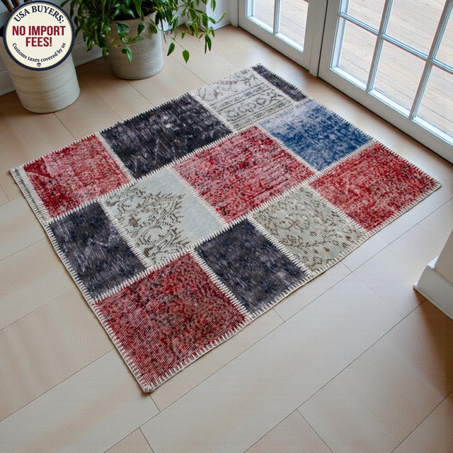 Contemporary Turkish Hand Knotted Rug Handstitched Floor Art Modern Decor - 3'9"x4'5" For Sale - Image 3 of 18