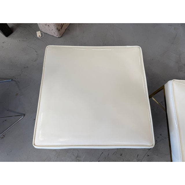 1950s Paul McCobb for Calvin X Base Brass Stools w/ Original Upholstery For Sale - Image 16 of 16