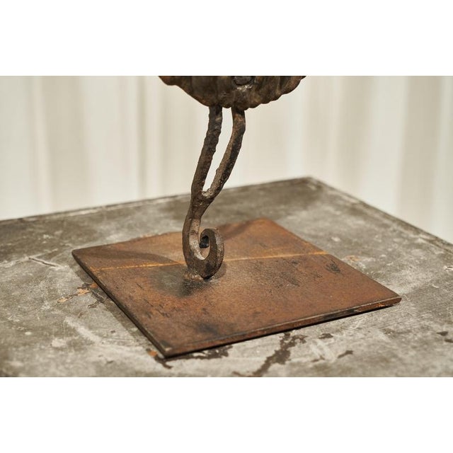 Metal Antique Lions Head in Polychrome and Cast Iron on Stand, 1890s For Sale - Image 7 of 11