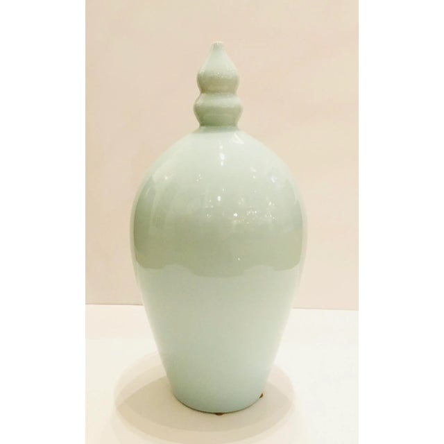 2020s Modern Pale Blue Glaze Porcelain Gourd Vase For Sale - Image 5 of 5