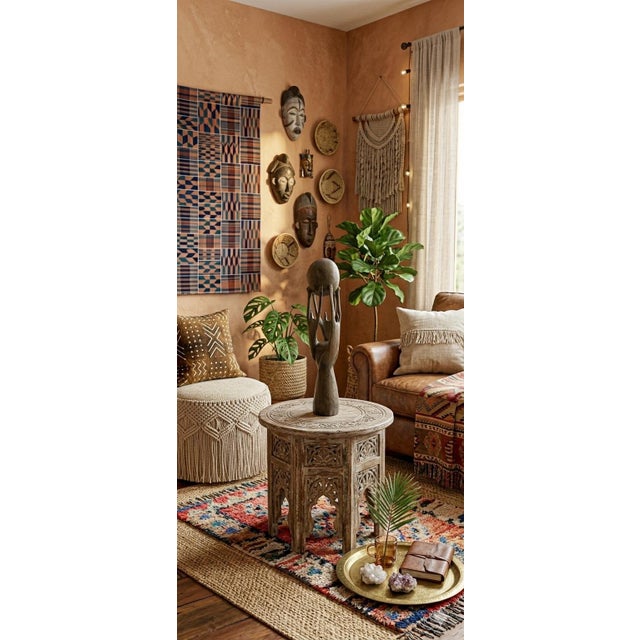 Figurative 1990s Hand Carved African “Unity” Sculpture / Statue / Objet D’Art / Boho Chic / Organic Modern For Sale - Image 3 of 5