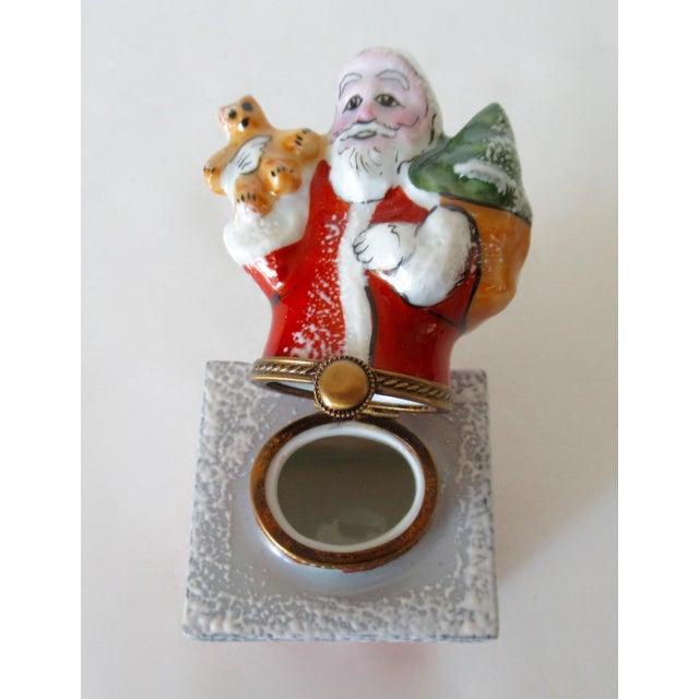 Limoges, France, Hand-Painted Porcelain Santa Claus in Chimney Collector's Lidded Trinket Box For Sale - Image 12 of 12