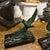 Metal 1930s Art Deco Marble and Green Metal French Birds Bookends - a Pair For Sale - Image 7 of 10