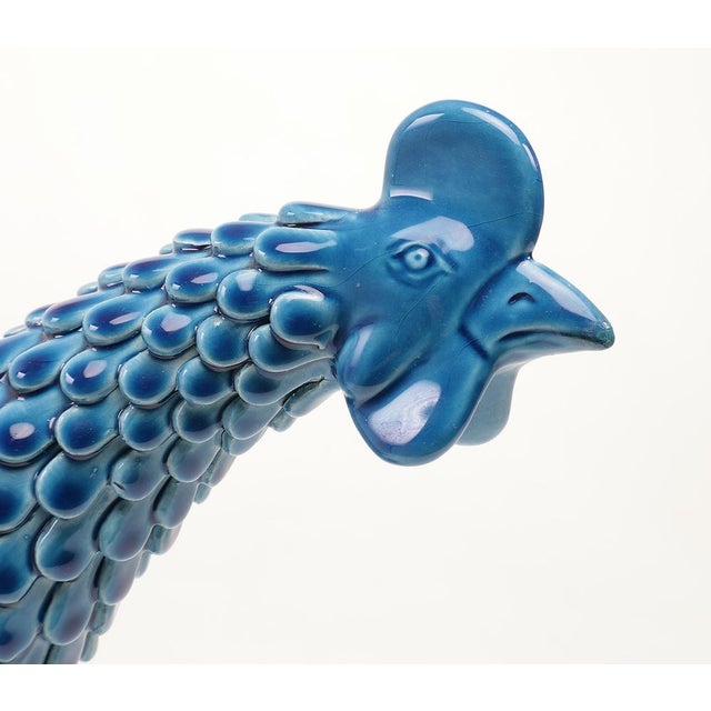 Vintage Italian Blue Ceramic Rooster, 1960s For Sale - Image 10 of 14