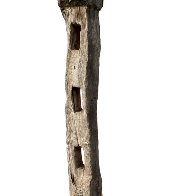 Brown Antique Teak Fence Column From Java, Mounted on Metal Stand c.1900 For Sale - Image 8 of 10