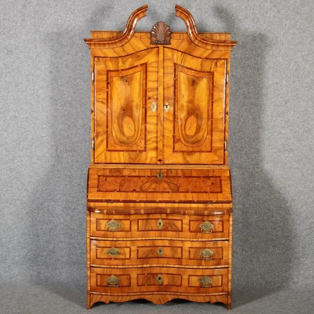 Baroque Secretaire in Walnut with Insertion Work, 18th Century For Sale - Image 5 of 18