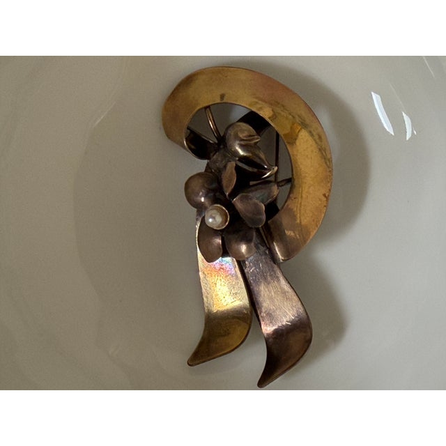 A Vintage Multi-Dimensional Floral and Ribbon Brooch, Featuring a ...