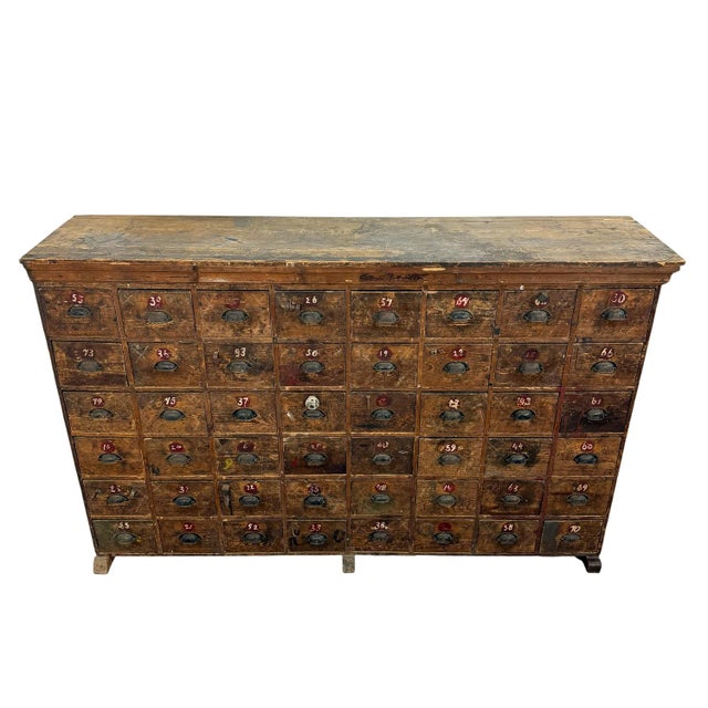1920s Large Antique Industrial Bank of Drawers with 48 Drawers, 1920s For Sale - Image 5 of 18