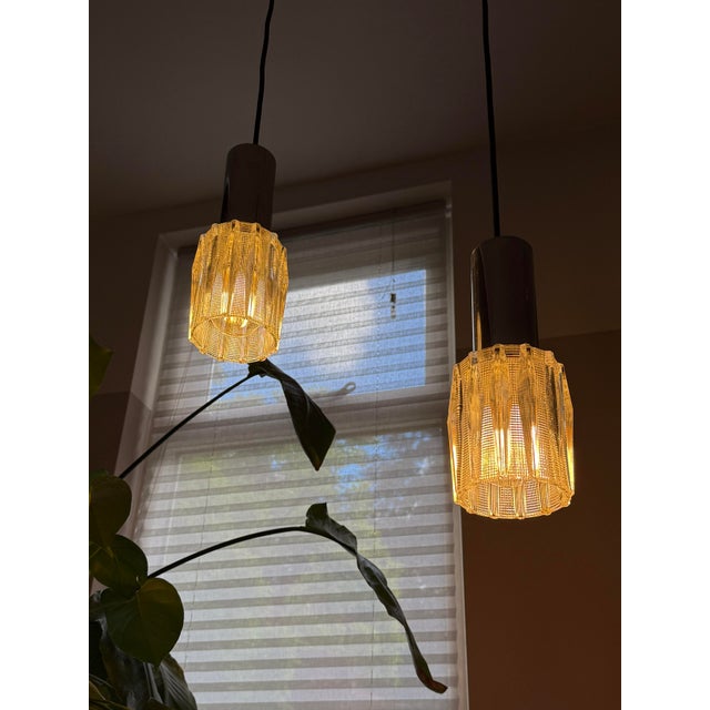 Mid-Century Modern Textured Glass Pendant Lights, 1960s, Set of 2 For Sale - Image 6 of 17