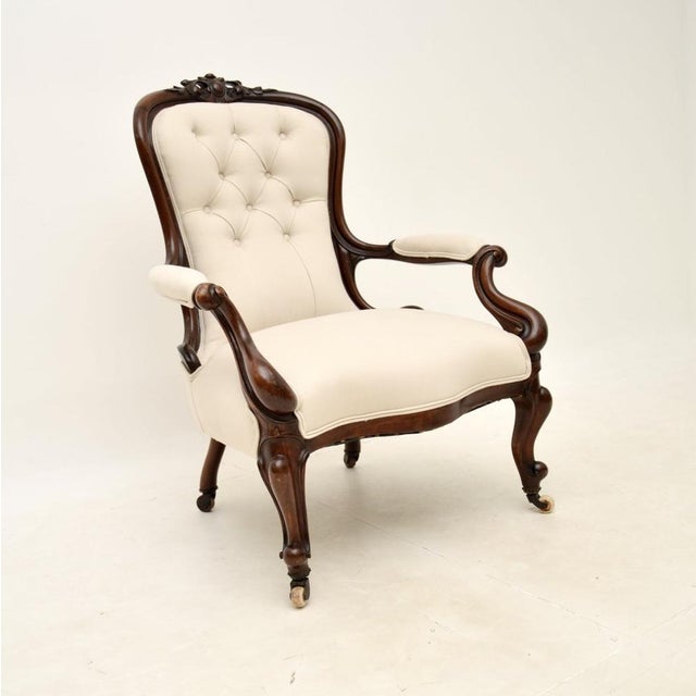 Antique Victorian Spoon Back Armchair, 1860s For Sale - Image 3 of 13