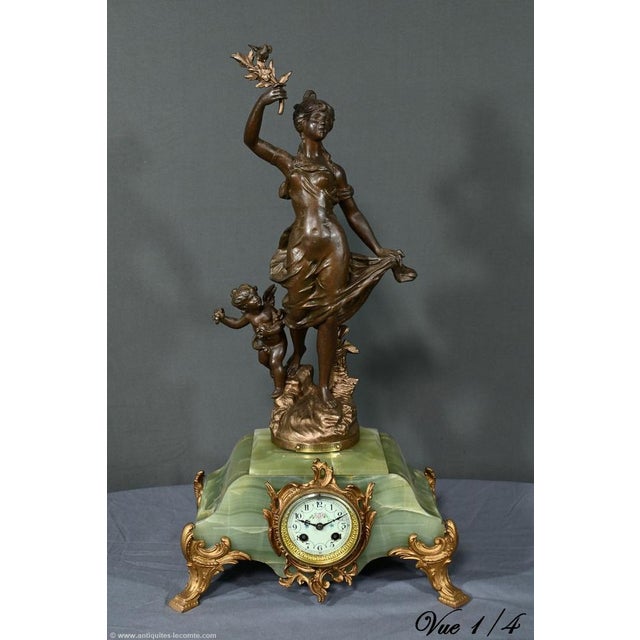 Late 19th Century Regulate and Onyx Pendulum Le Passage Du Ruisseau from Guillemin, 1890s For Sale - Image 4 of 18