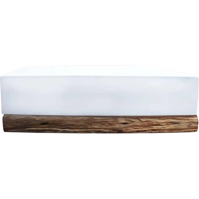 Introducing the Bodhi Resin and Wood White Rectangular Coffee Table by Artesia, perfect for indoor or outdoor use. Crafted...