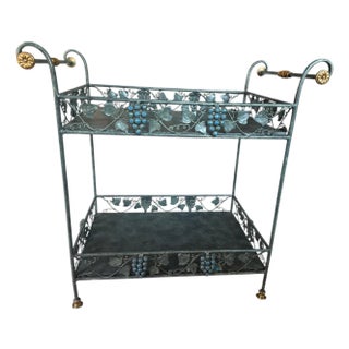 Vintage Maitland-Smith Grapevine Bar Cart / Tôle Wine Cart With Patina Finish For Sale