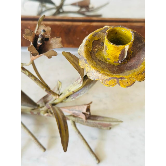 Vintage Tole Candle Holder For Sale - Image 4 of 9