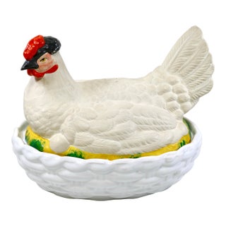 Large 19th Century Staffordshire Bisque Hen on Nest For Sale