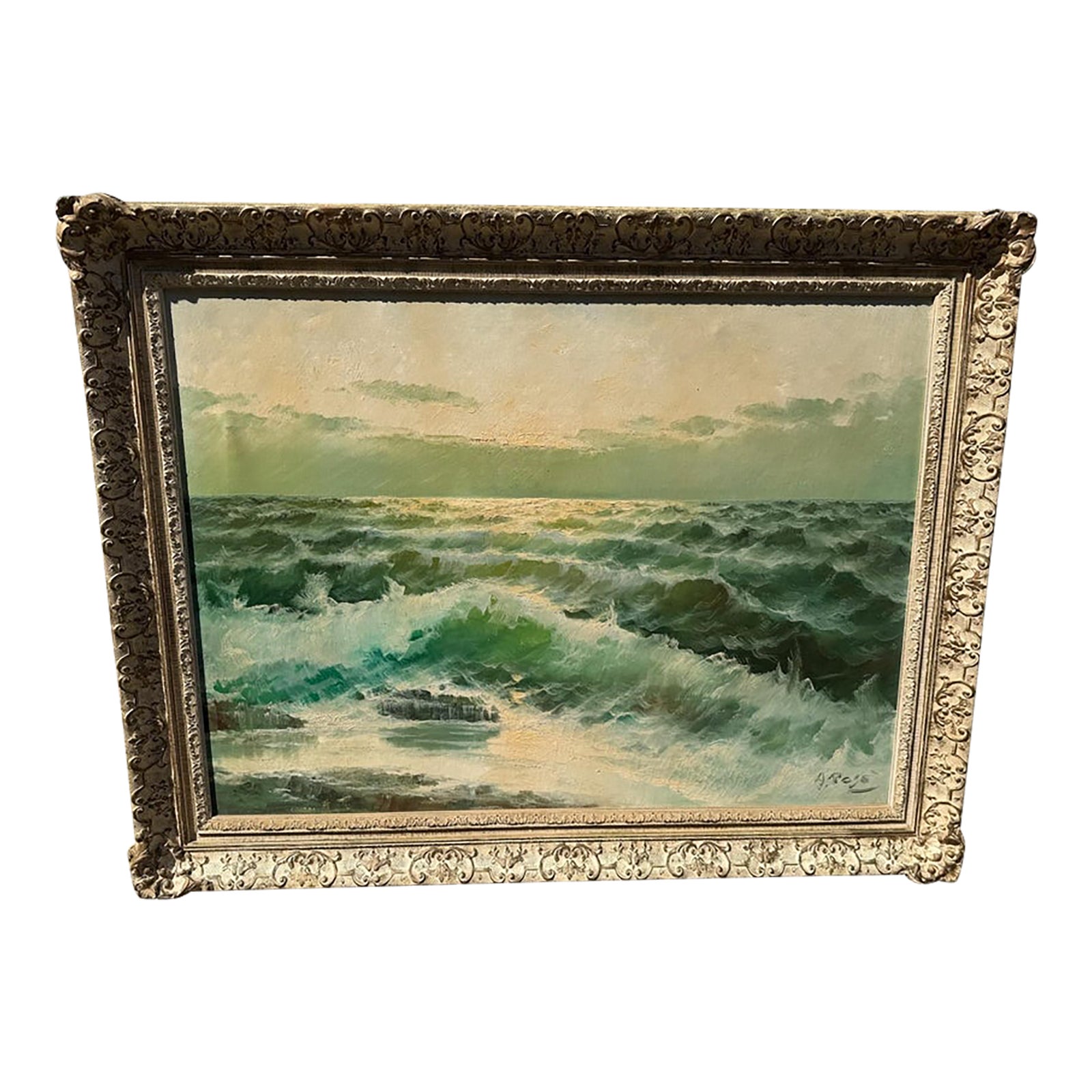1950s Italian Original Oil Seascape Signed A. Reyes, Macy’s / Reliable ...
