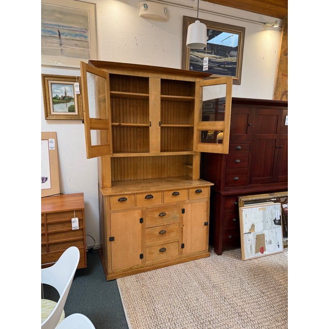 Antique Mexican Pine Wood Step Back Hutch For Sale - Image 10 of 12