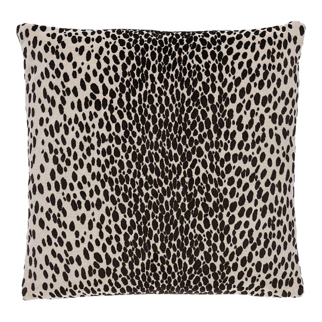 Schumacher Cheetah Velvet 20" Pillow in Java For Sale