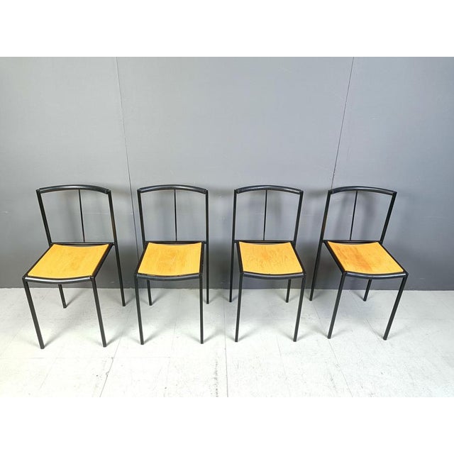 Chairs by Sergio Calatroni and Maurizio Peregalli for Zeus Noto, 1985, Set of 4 For Sale - Image 3 of 11