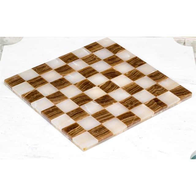 1980s Rare and Distinct Handcrafted Onyx and Marble Chess Set on Jacobean Style Wooden Frame For Sale - Image 10 of 13