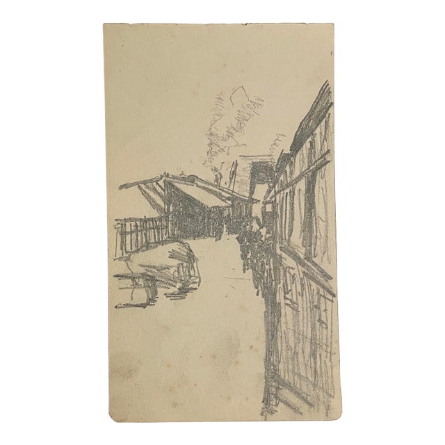 1907 Japanese Street Drawing For Sale