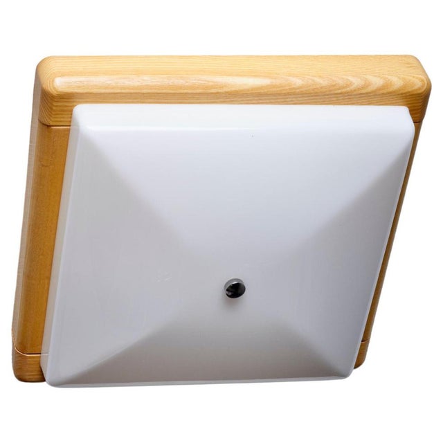 Flush Mount with Wooden Frame, Italy, 1960s For Sale - Image 6 of 6