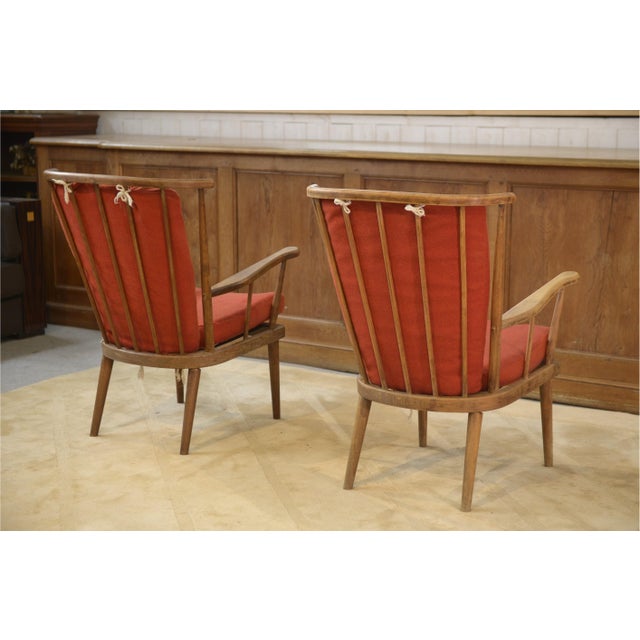 Mid-Century Modern Vintage Fan-Shaped Armchairs from Baumann, 1960s, Set of 2 For Sale - Image 3 of 7